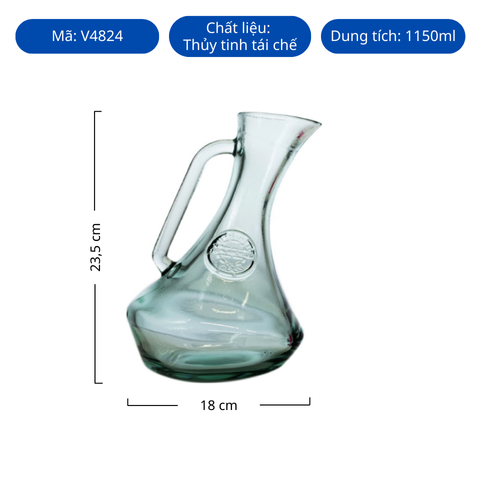 Bình nước thủy tinh tái chế VSM Decantador Kio 1150ml