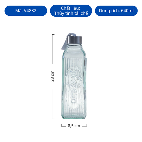 Chai thủy tinh tái chế VSM Botella Drink To Go 640ml