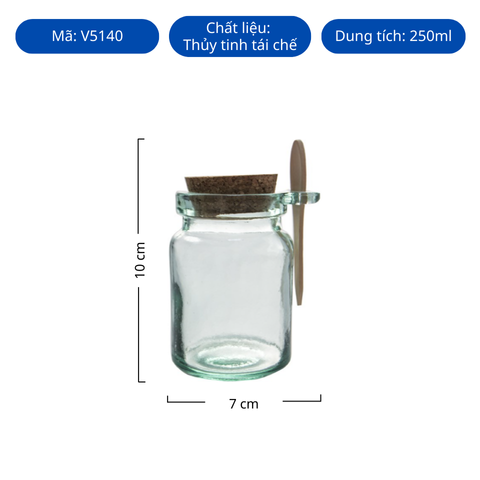 Hũ thủy tinh tái chế VSM Tarro C/Cuchara T/C 250ml