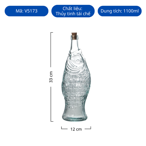 Chai thủy tinh tái chế VSM Botella Pez T/C 1100ml
