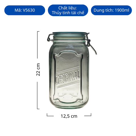 Hũ thủy tinh tái chế VSM Tarro Klik Original 1900ml