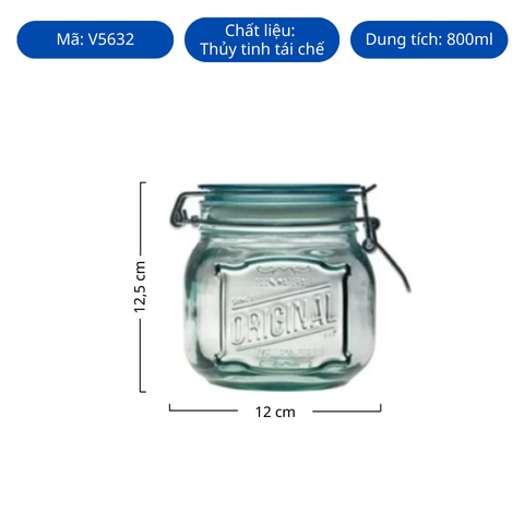 Hũ thủy tinh tái chế VSM Tarro Klik Original 800ml