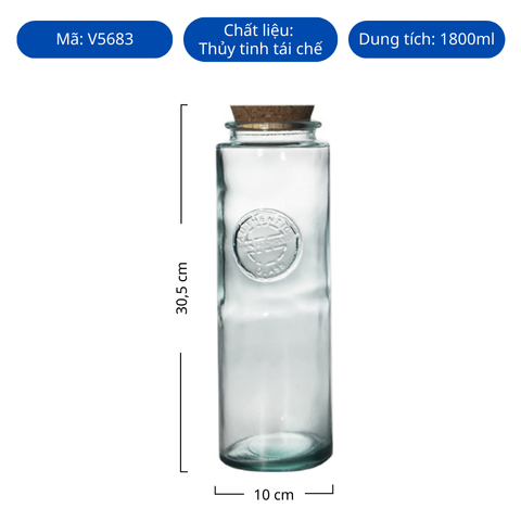 Hũ thủy tinh tái chế VSM Tarro Authentic T/C 1800ml