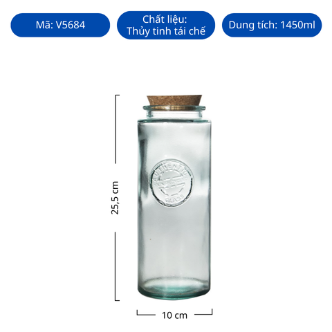 Hũ thủy tinh tái chế VSM Tarro Authentic T/C 1450ml