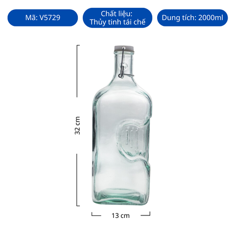 Chai thủy tinh tái chế VSM Botella Frigo 2000ml