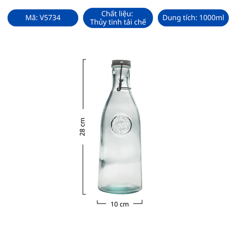Chai thủy tinh tái chế VSM Botella Authentic T/Herm 1000ml