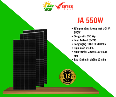 TẤM PIN NĂNG LƯỢNG MẶT TRỜI JA 550W