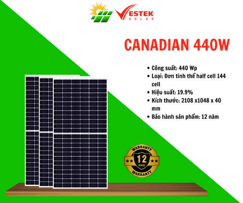 TẤM PIN NĂNG LƯỢNG MẶT TRỜI CANADIN 440WP