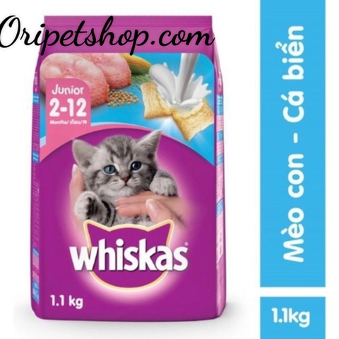 Thức Ăn Hạt Cao Cấp Whiskas Túi 1.1Kg Cho Mèo Con.