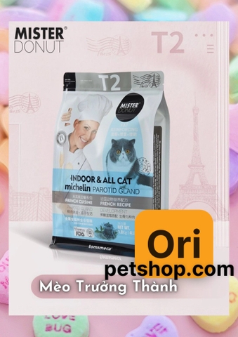 Thức Ăn Hạt Cao Cấp  Mister Donut T2 Dành Cho Mèo Bao Lớn 9Kg