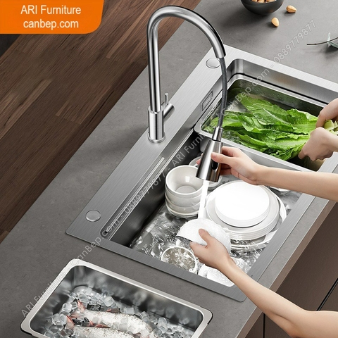 Chậu Rửa Chén 78x46cm Khay Thớt Dày 4.0mm - inox 304