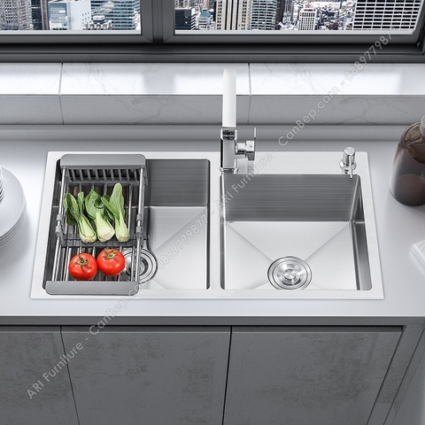 Chậu Rửa Chén 82x45cm Hộc Lệch Dày 2.2mm - inox 304