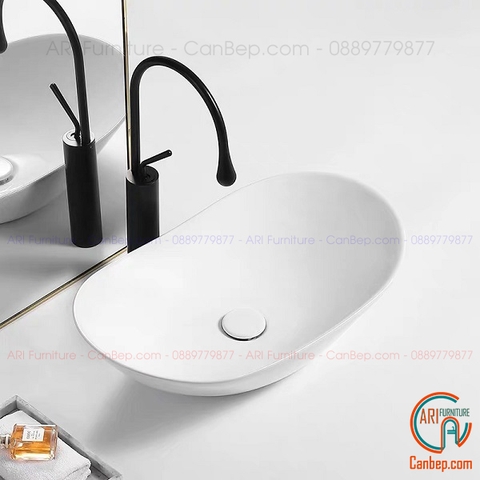 Lavabo Thuyền Đặt Bàn L6236 Trắng/ Trắng Đen