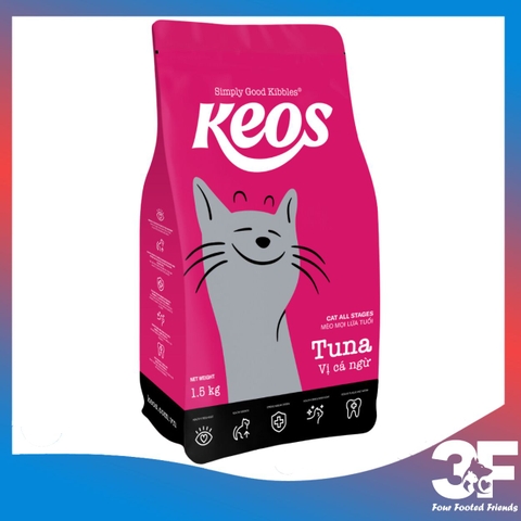 [1.5kg] Thức Ăn Hạt Cho Mèo Mọi Lứa Tuổi Keos