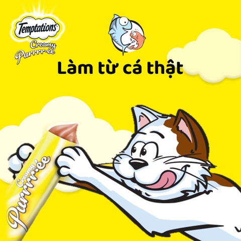 Temptations Creamy Purrrr-Ée - Súp Thưởng Cho Mèo Lớn Vị Nhiều Vị Gói 48G