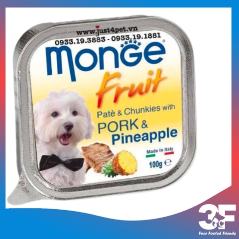 Pate Thức Ăn Ướt Monge Fruit Cho Chó Mọi Lứa Tuổi - Hộp 100gr