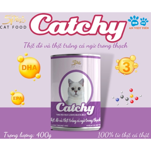 [Lon 400g] Pate Thức Ăn Ướt Catchy Dành Cho Mèo 6 Vị
