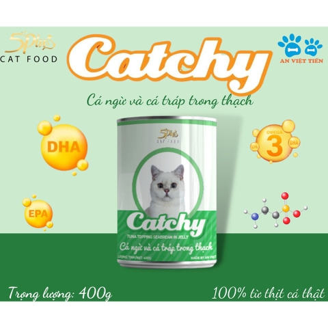 [Lon 400g] Pate Thức Ăn Ướt Catchy Dành Cho Mèo 6 Vị