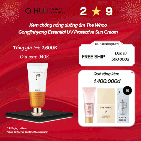 Kem chống nắng dưỡng ẩm The Whoo Gongjinhyang Essential UV Protective Sun Cream