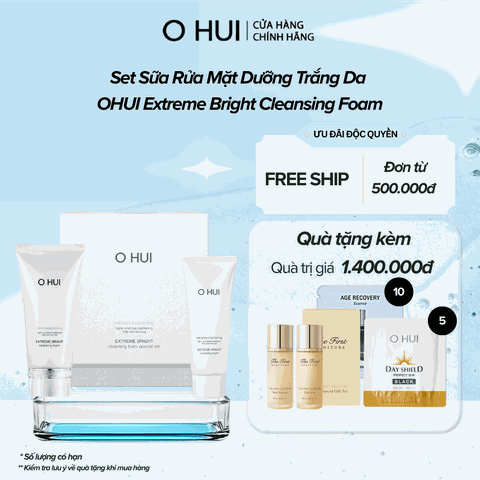 Bộ sữa rửa mặt dưỡng trắng da OHUI Extreme Bright Cleansing Foam