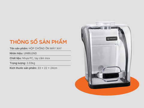 Hộp chống ồn máy xay sinh tố công nghiệp Uniblend - Phiên bản tay cầm inox cao cấp
