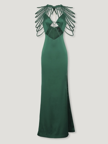 CAPE CUT-OUT GREEN MAXI