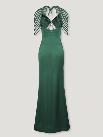 CAPE CUT-OUT GREEN MAXI
