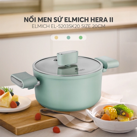 Nồi men sứ Elmich Hera II EL-5203SK size 18, 20, 24 cm