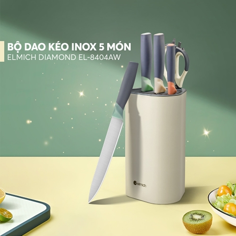 Bộ dao kéo inox 5 món kèm hộp đựng Elmich EL8404AW