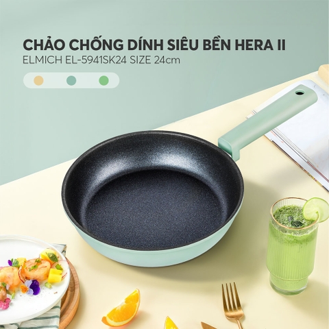Chảo chống dính siêu bền Elmich Hera II EL-5941SK size 24, 26, 28cm