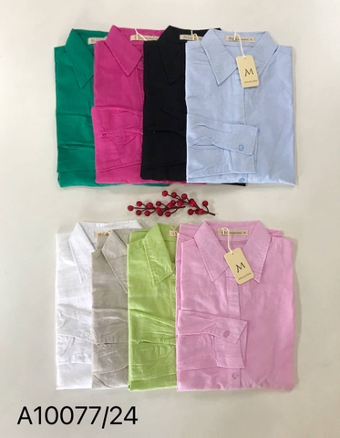 Áo sơ mi tay dài lai bọc viền vải cotton-A10077/24