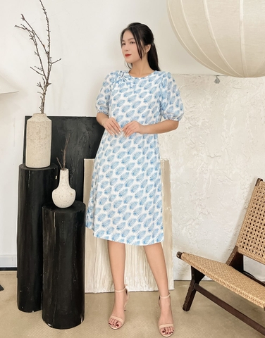 Đầm Suông Khoét Vai Tay Lỡ Nhún Thun Vải Cotton Bông - D10041/4