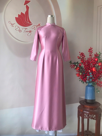 Áo dài lụa ruby trơn cổ 2,5cm/ Áo dài Trung Đồng