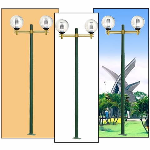 Cột Đèn Sân Vườn 2 Tay Quả Cầu D200, D300, D400 cho Trụ cao từ 2m-5m ZALAA