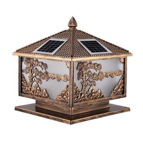 Đèn Solar Trụ Cổng Kiểu Dáng Cổ Điển trang trí và chiếu sáng Trụ Cột Hàng Rào Cảnh Quan Ngoài Trời