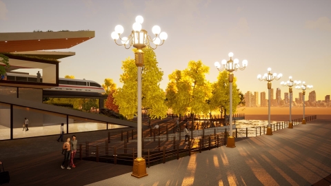 Cột Đèn Công Viên Cao 8m Hộp CNC Đẹp Lạ ZCV-H8000xD2800 ZALAA với nhiều tay đèn xung quanh