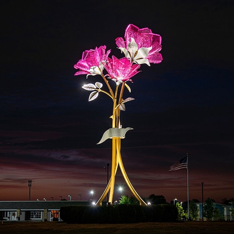 Cột Đèn ZALAA Kiểu Bông Hoa Hồng Trang Trí Nghệ Thuật Chiếu Sáng Cho Dự Án Công Viên Ánh Sáng