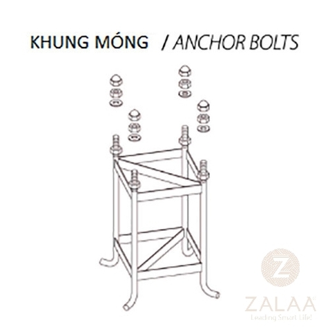 Khung Móng M16x340x340x550 ZALAA Cho Cột Đèn LED