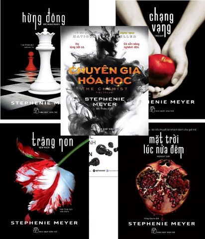 Tuyển Tập 5 Cuốn Sách Của Tác giả Stephenie Meyer - Chạng Vạng - Hừng Đông - Trăng Non - Chuyên Gia Hóa Học - Mặt Trời Lúc Nửa Đêm