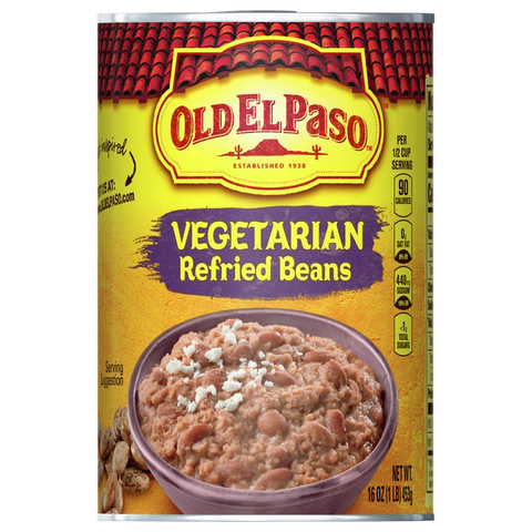 Đậu Pinto (Đậu Cúc) Nghiền Chay Old El Paso Vegetarian Refried Beans, Lon 453g (16 Oz.) 1 Lb.