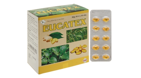 Eucatex vàng hỗ trợ giảm ho, đau rát họng hộp 100 viên