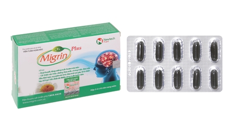 Migrin Plus hỗ trợ hoạt huyết, tăng cường tuần hoàn máu não hộp 20 viên