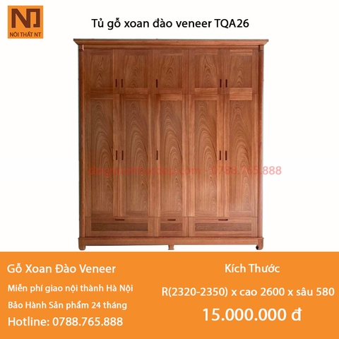 Tủ gỗ xoan đào veneer TQA26