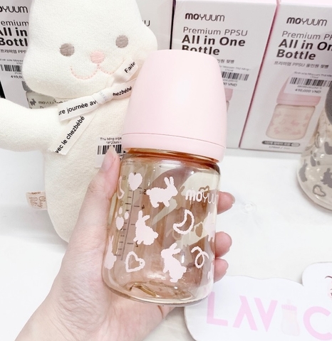 Bình sữa Moyuum Hàn Quốc 170ml Thỏ Hồng (Rabbit Limited Edition) - Chính hãng