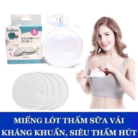 Set 8 miếng lót thấm sữa giặt được siêu thấm Babuu Nhật Bản