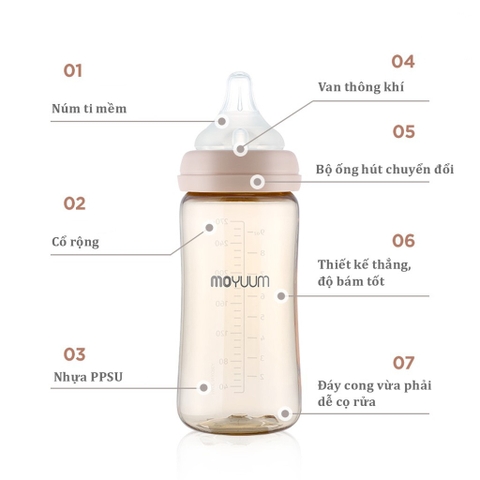 Bình sữa Moyuum Hàn Quốc 270ml Trơn - Chính hãng