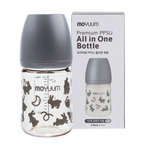 Bình sữa Moyuum Hàn Quốc 170ml Thỏ Xám (Rabbit Limited Edition) - Chính hãng