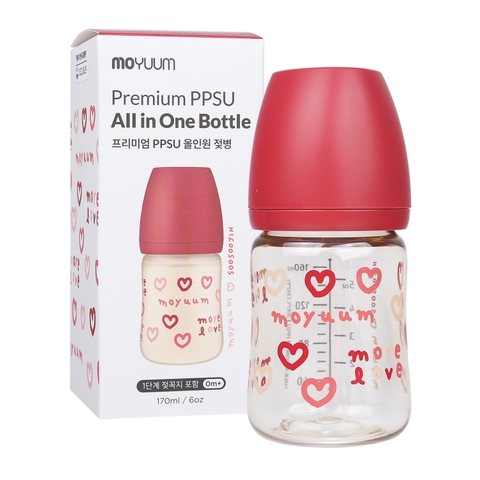 Bình sữa Moyuum Hàn Quốc 170ml Tim đỏ (Red Love) - Chính hãng