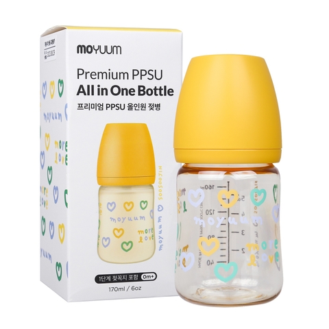 Bình sữa Moyuum Hàn Quốc 170ml Tim vàng (Yellow Love) - Chính hãng