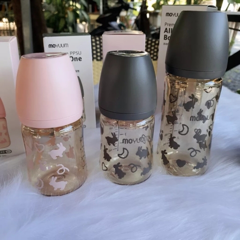 Bình sữa Moyuum Hàn Quốc 270ml Thỏ Xám (Rabbit Limited Edition) - Chính hãng